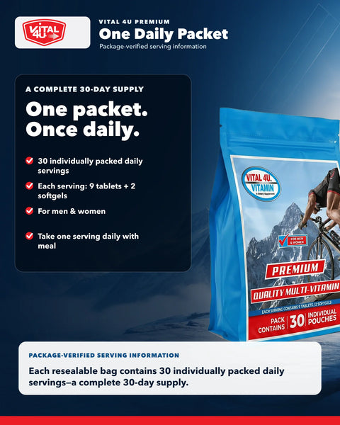 Vital 4U Premium 30-Day Multivitamin Daily Convenience Pouches