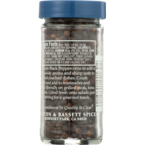 Whole Black Peppercorns 2.1 oz Spice MORTON & BASSETT