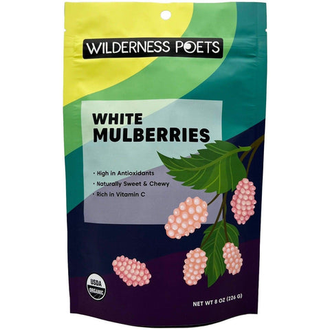Organic White Mulberries Raw Chewy 8OZ Wilderness Poets