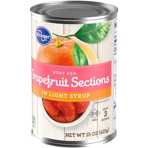 Kroger Canned Ruby Red Grapefruit Sections in Light Syrup 15 oz