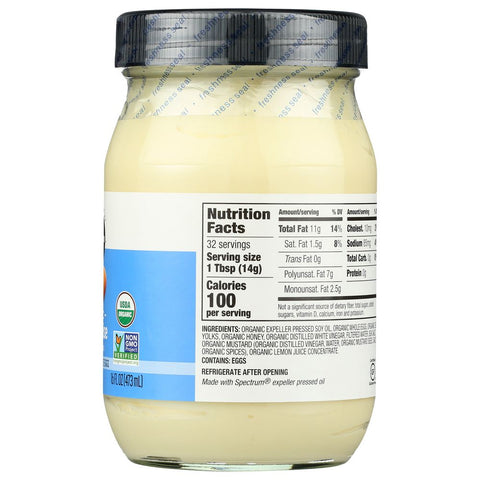 Organic Mayonnaise Cage Free Eggs 16 oz Spectrum Naturals