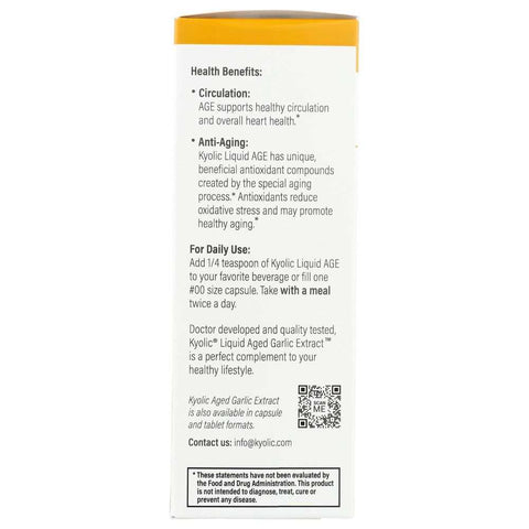 Aged Garlic Extract Vegetarian Liquid Plain Supplement KYOLIC