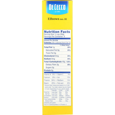 Pasta Elbows 16 oz Pasta DE CECCO