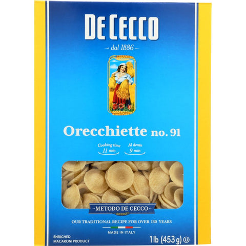 Orecchiette Pasta 16 oz Traditional Apulia Shape De Cecco