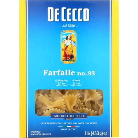 Pasta Farfalle Premium 16 oz De Cecco