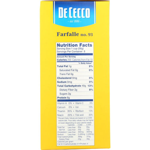 Pasta Farfalle Premium 16 oz De Cecco