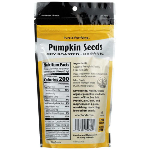 Seed Pumpkin Dry Roasted 4 oz Snack EDEN FOODS