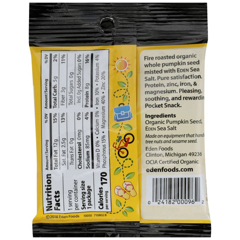 Pocket Snack Organic Pumpkin Seed Roasted 1 oz EDEN FOODS