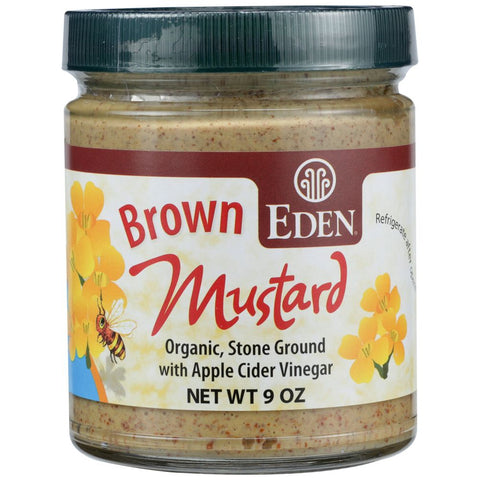 Mustard Brown Glass Jar 9 oz EDEN FOODS