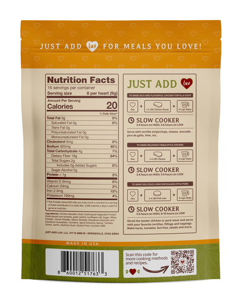 Chipotle Luv Bombs (2 per bag) - Tortilla Soup, Tinga-style Chicken, Lomo Enchilado-style Pork, etc.