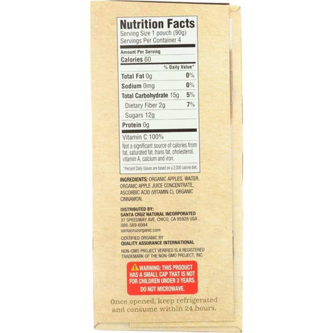 Cinnamon Apple Sauce Pouches 12.8 oz Pack SANTA CRUZ