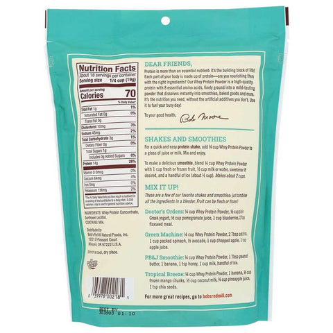 Whey Protein Powder Unsweetened 12 oz BOB'S RED MILL