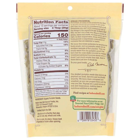 Pumpkin Seeds Premium Shelled 12 oz Bob's Red Mill