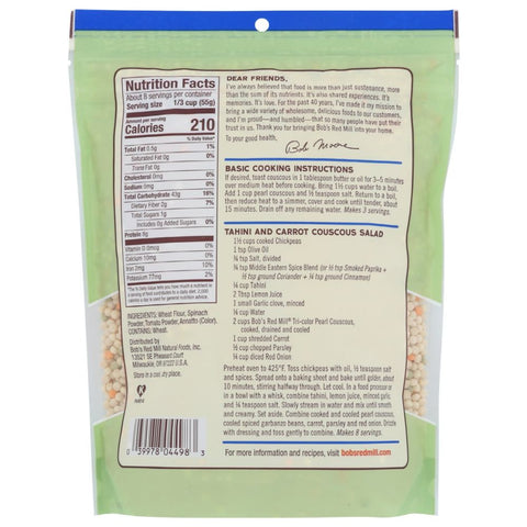 Tri-Color Pearl Couscous 16 oz Pasta Bob's Red Mill