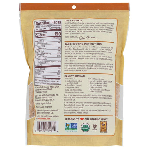 Organic Kamut Berries 24 oz Heirloom Grain BOB'S RED MILL
