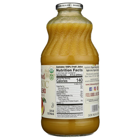 Mango 100% Juice Blend 32 oz Organic Juice LAKEWOOD ORGANIC