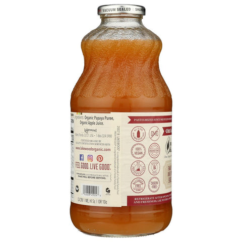 Papaya 100% Juice Blend Fresh Juice 32 oz Lakewood Organic