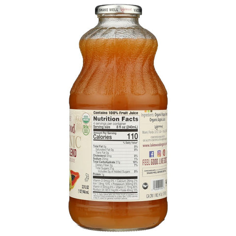 Papaya 100% Juice Blend Fresh Juice 32 oz Lakewood Organic