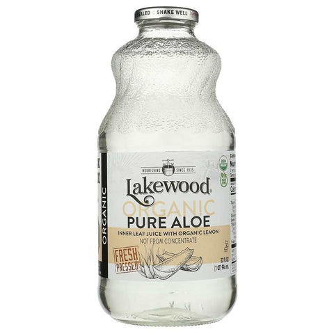Pure Aloe Inner Fillet Juice with Lemon Organic Juice 32 Oz LAKEWOOD ORGANIC