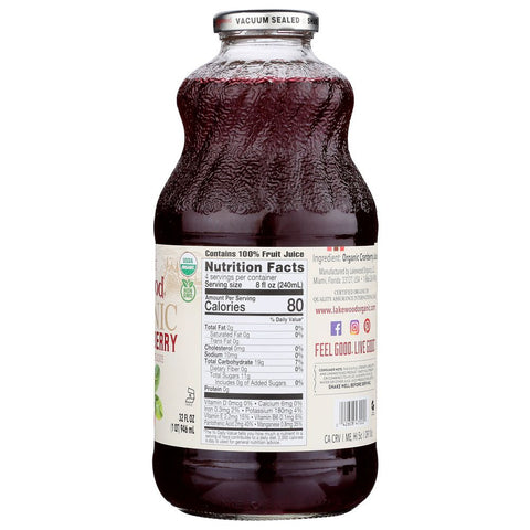 Pure Cranberry Juice Organic 32 oz Lakewood