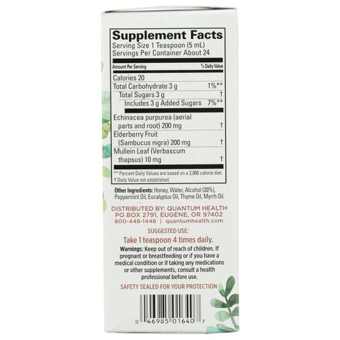 Elderberry Syrup Soothes & Quiets Immune Boosting 4oz Quantum Health
