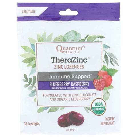 TheraZinc Elderberry Organic Immune Support Lozenges QUANTUM 18 ea