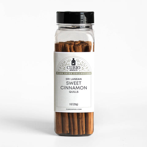 Curio Cinnamon Sri Lankan Sweet Quills Bulk Jar 9oz 6 Pack Case