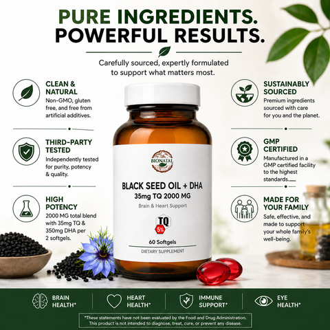 Black Seed Oil + DHA Omega-3, 5% Thymoquinone, 60 Softgels