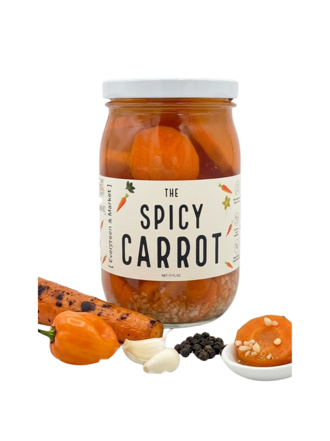 Spicy Chili Flakes Habanero Garlic Pickled Carrots 17 oz Glass Jar