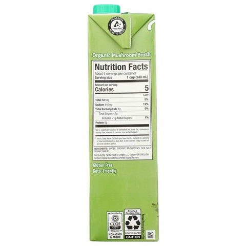 Organic Mushroom Broth 32 oz Broth Pacific Foods