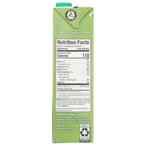 Organic Creamy Tomato Soup 32 oz PACIFIC FOODS