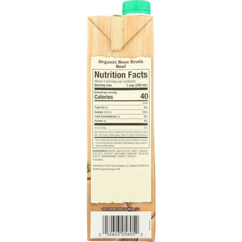 Organic Beef Bone Broth 32 oz Bone Broth Pacific Foods