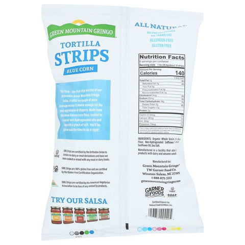 Organic Blue Corn Tortilla Strips 8 oz Snack Green Mountain Gringo