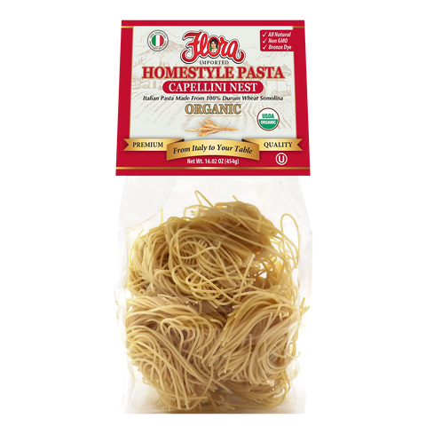 Organic Homestyle Capellini Pasta Nest 16.02 oz Flora Organic