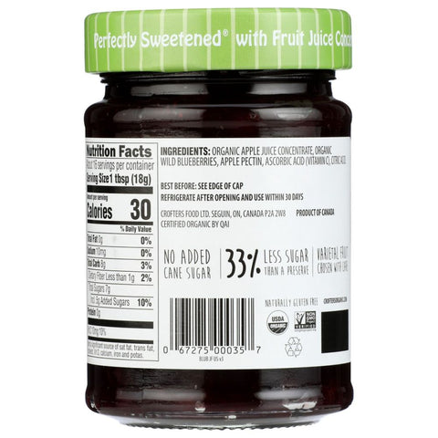 Organic Blueberry Fruit Spread 10 oz CROFTERS