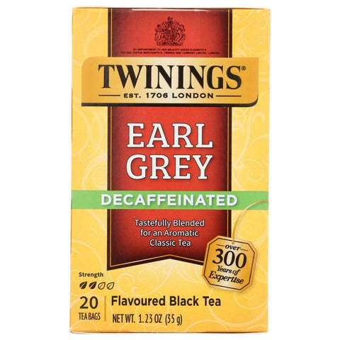 Earl Grey Naturally Decaffeinated Tea Bags 20 Count Twinings of London