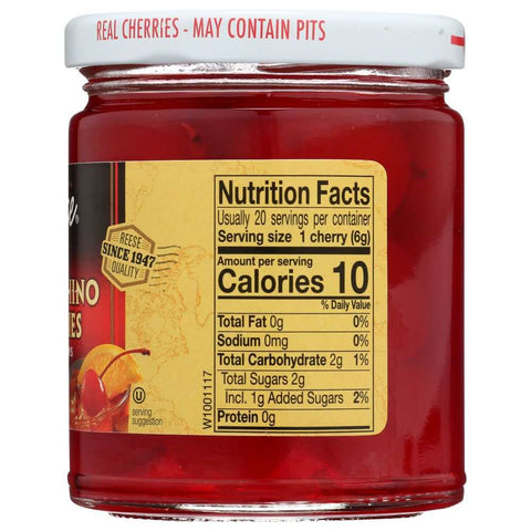 Red Maraschino Cherries with Stems 10 oz REESE