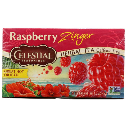 Raspberry Zinger Herbal Tea Caffeine Free 20 Tea Bags CELESTIAL SEASONINGS