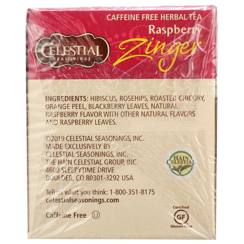 Raspberry Zinger Herbal Tea Caffeine Free 20 Tea Bags CELESTIAL SEASONINGS