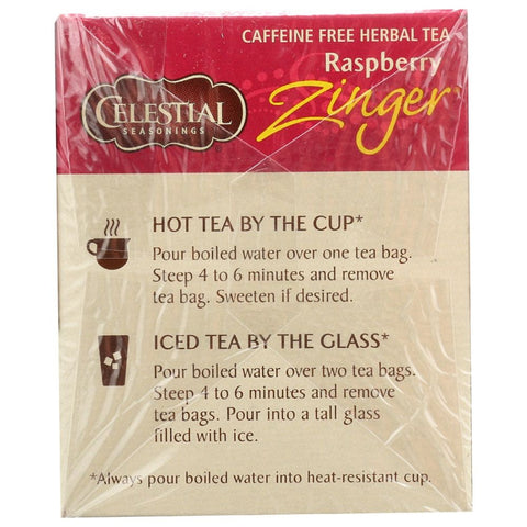 Raspberry Zinger Herbal Tea Caffeine Free 20 Tea Bags CELESTIAL SEASONINGS