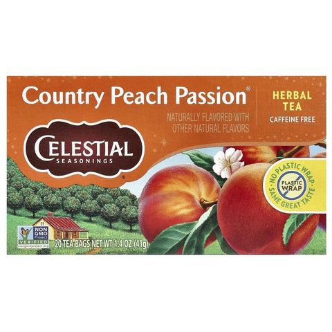 Country Peach Passion Herbal Tea Caffeine Free 20 Bags CELESTIAL SEASONINGS