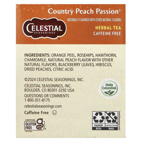 Country Peach Passion Herbal Tea Caffeine Free 20 Bags CELESTIAL SEASONINGS