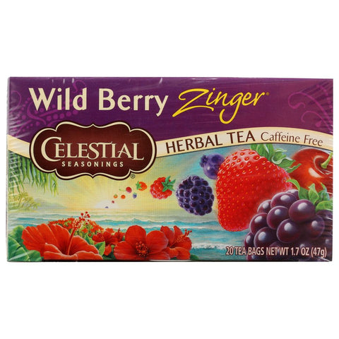 Wild Berry Zinger Herbal Tea Caffeine Free 20 Tea Bags Celestial Seasonings