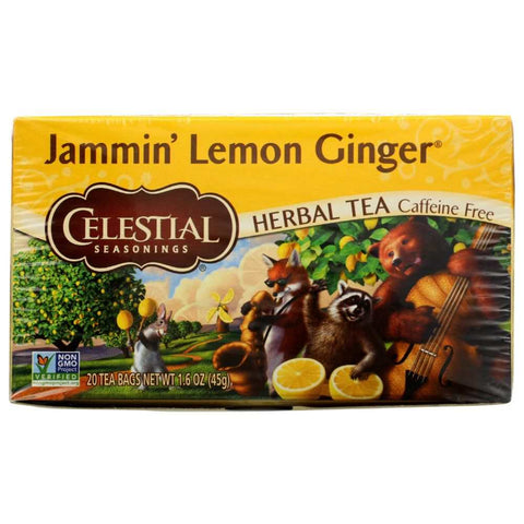 Jammin Lemon Ginger Herbal Tea Caffeine Free 20 Bags Celestial Seasonings