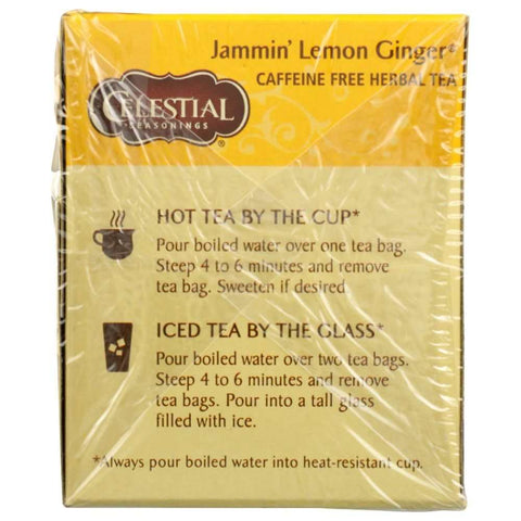 Jammin Lemon Ginger Herbal Tea Caffeine Free 20 Bags Celestial Seasonings