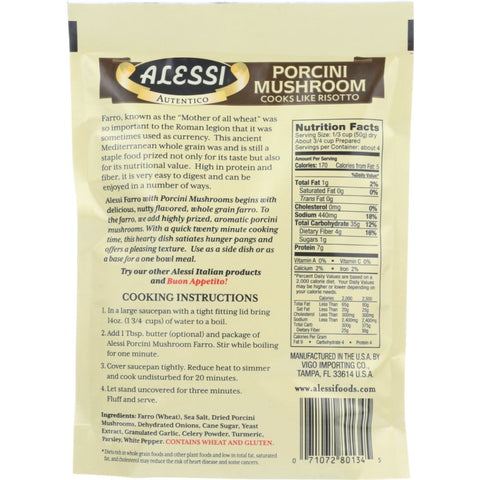 Farro Porcini Mushroom Whole Grain 7 oz ALESSI