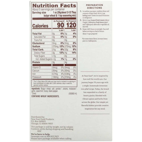Tabouleh Mix Authentic Wheat Salad NEAR EAST 5.25oz