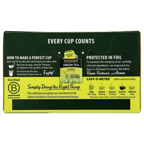 Green Tea Classic Decaffeinated Tea Bags 20 Count BIGELOW
