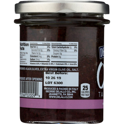 Black Olive Tapenade Mild Spread 6.7 oz DeLallo