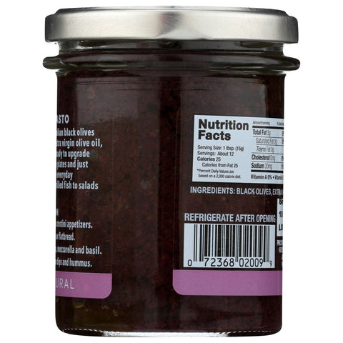 Black Olive Tapenade Mild Spread 6.7 oz DeLallo